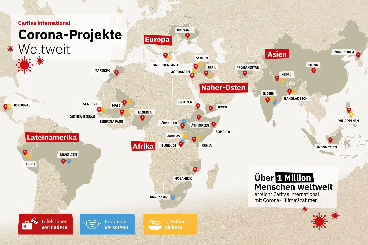 Weltweite Hilfe von Caritas international in Zeiten der Corona-Pandemie